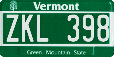 VT license plate ZKL398