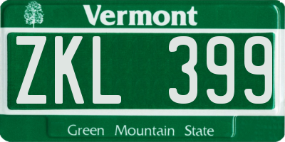 VT license plate ZKL399