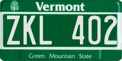 VT license plate ZKL402