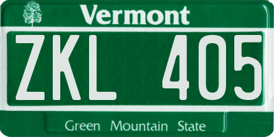 VT license plate ZKL405