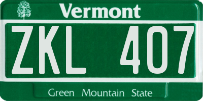 VT license plate ZKL407