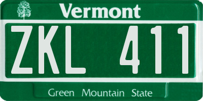 VT license plate ZKL411