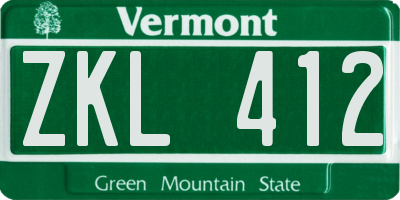 VT license plate ZKL412