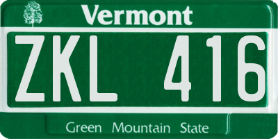 VT license plate ZKL416