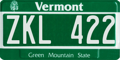 VT license plate ZKL422