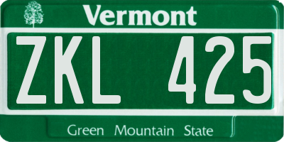 VT license plate ZKL425