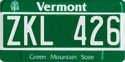 VT license plate ZKL426