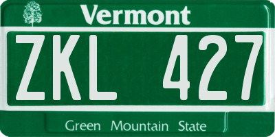 VT license plate ZKL427
