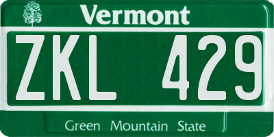 VT license plate ZKL429