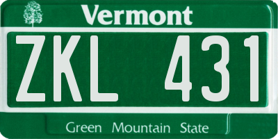 VT license plate ZKL431