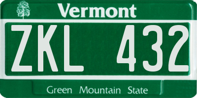 VT license plate ZKL432