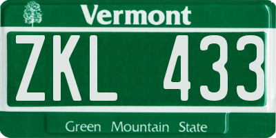 VT license plate ZKL433