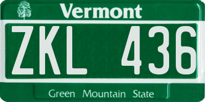 VT license plate ZKL436