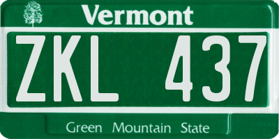 VT license plate ZKL437