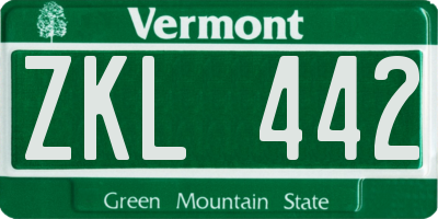 VT license plate ZKL442