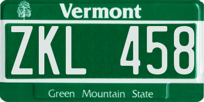VT license plate ZKL458