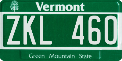 VT license plate ZKL460