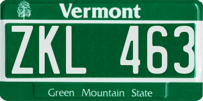 VT license plate ZKL463