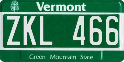 VT license plate ZKL466