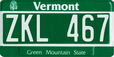 VT license plate ZKL467