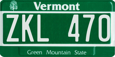 VT license plate ZKL470