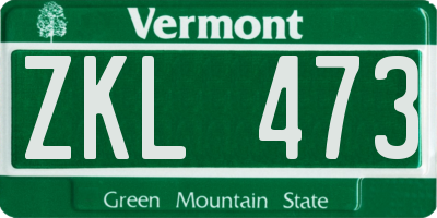VT license plate ZKL473