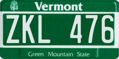 VT license plate ZKL476
