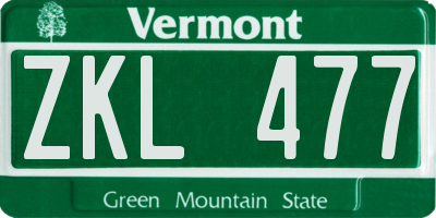 VT license plate ZKL477