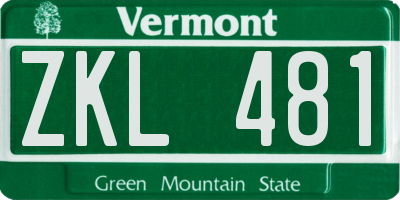 VT license plate ZKL481