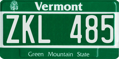 VT license plate ZKL485