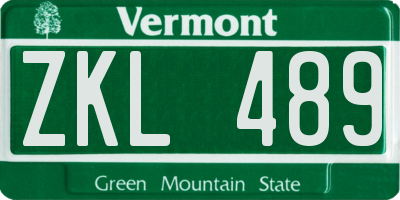 VT license plate ZKL489