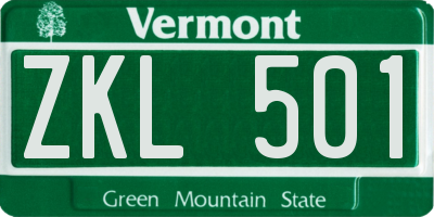 VT license plate ZKL501