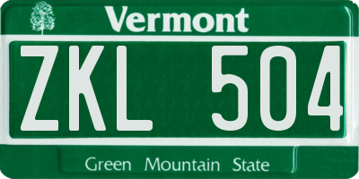 VT license plate ZKL504