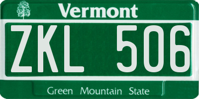VT license plate ZKL506