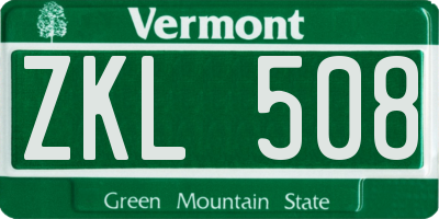 VT license plate ZKL508