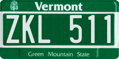 VT license plate ZKL511