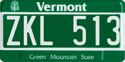 VT license plate ZKL513