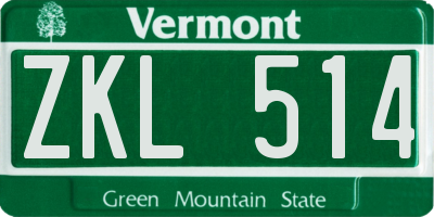 VT license plate ZKL514