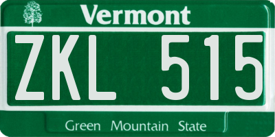 VT license plate ZKL515