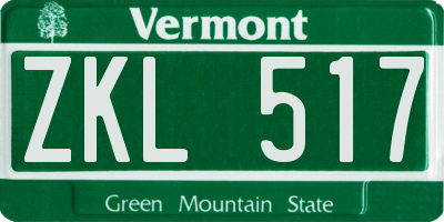 VT license plate ZKL517