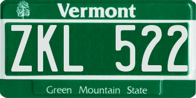 VT license plate ZKL522