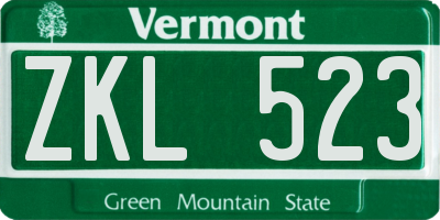 VT license plate ZKL523