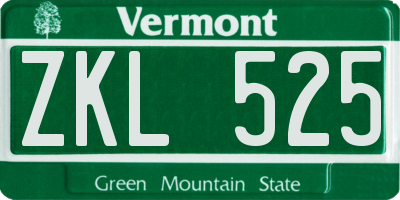 VT license plate ZKL525