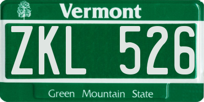 VT license plate ZKL526