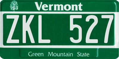 VT license plate ZKL527