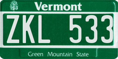 VT license plate ZKL533
