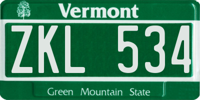 VT license plate ZKL534