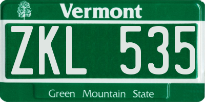 VT license plate ZKL535