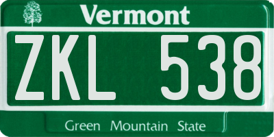 VT license plate ZKL538