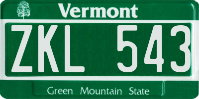 VT license plate ZKL543